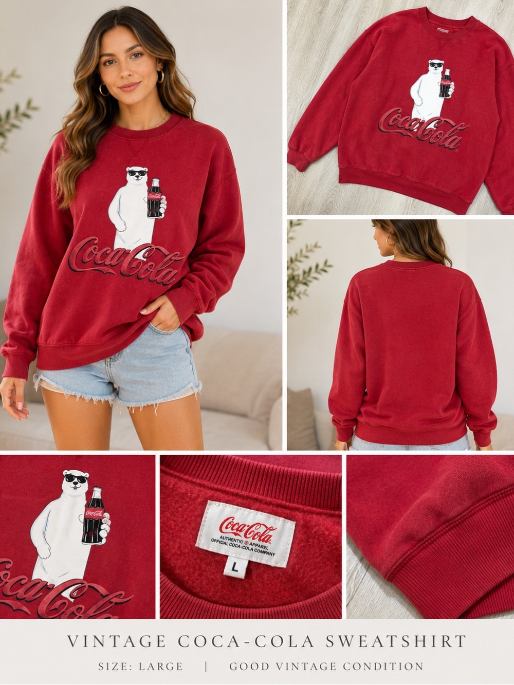 Coca Cola Red Polar Bear Graphic Crewneck
